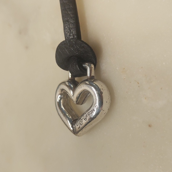 Brighton 3D Silver Heart Signature Purse Charm On Black Leather Strap, EUC! - Picture 8 of 12
